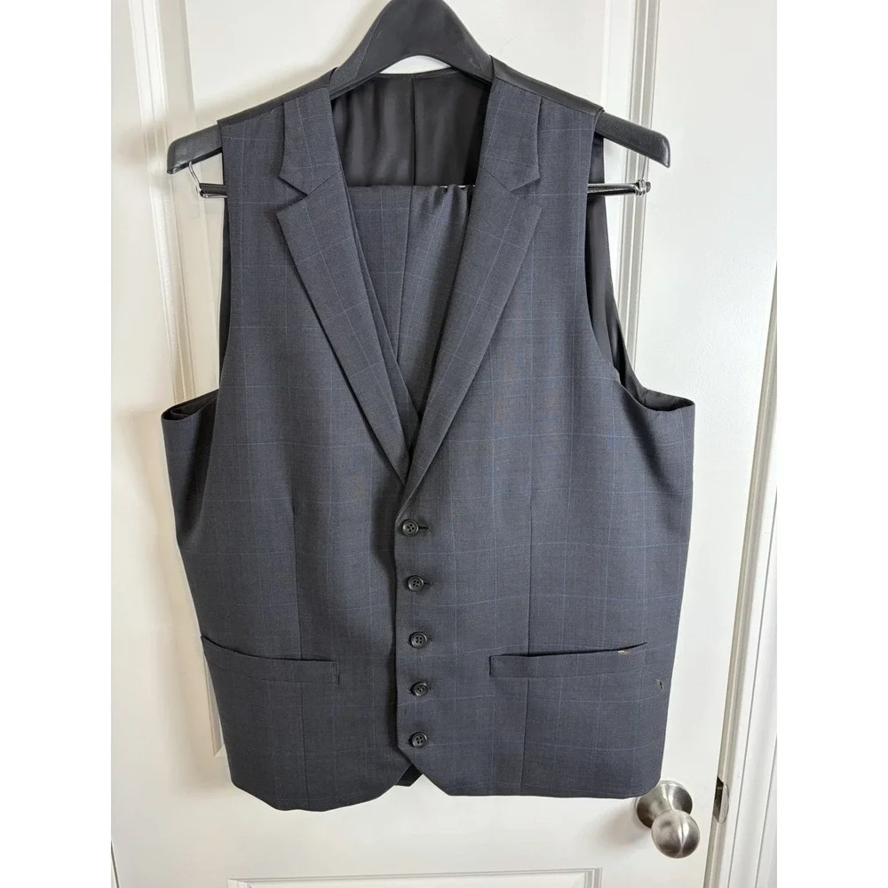 Bindle & Keep Custom Bespoke Wool Navy 3-Piece Suit, Extra Vest,